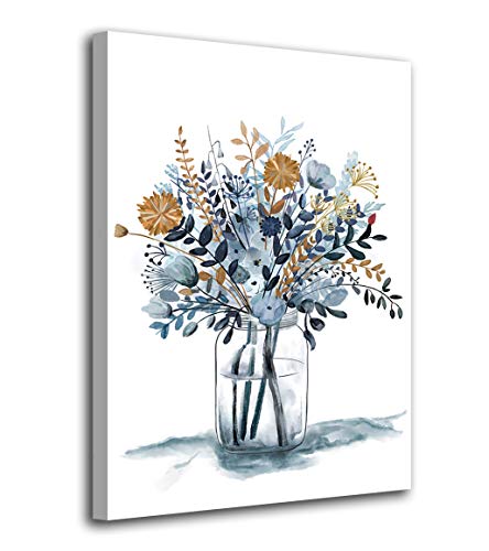 tigeridge Leinwandbild mit Blumenmotiv, Aquarell, für Badezimmer, Schlafzimmer, Wohnzimmer, Wanddekoration, blau, indigoblau, moderne Botanik im Glas, Leinwandkunstwerk, gerahmt, fertig zum Aufhängen, 40,6 x 61 cm tigeridge Leinwandbild mit Blumenmotiv, Aquarell, für Badezimmer, Schlafzimmer, Wohnzimmer, Wanddekoration, blau, indigoblau, moderne Botanik im Glas, Leinwandkunstwerk, gerahmt, fertig zum Aufhängen, 40,6 x 61 cm von tigeridge