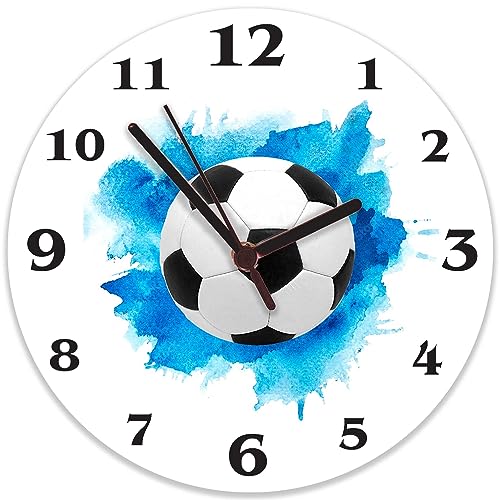 tigerlilyprints Jungen-Wanduhr mit Fußballmotiv, leise, nicht tickende Kinder-Wanduhr, Quarz-Mechanismus, Kinderzimmer-Dekor tigerlilyprints Jungen-Wanduhr mit Fußballmotiv, leise, nicht tickende Kinder-Wanduhr, Quarz-Mechanismus, Kinderzimmer-Dekor von tigerlilyprints