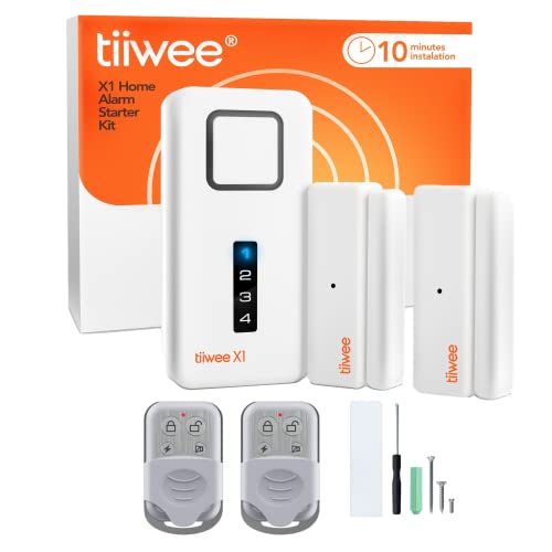tiiwee Home Alarm System Wireless Kit X1 - Komplette Alarmanlage mit X1-Sirene, 2 Fenster Tür Sensoren und 2 Fernbedienungen - Fensteralarm Türalarm von tiiwee