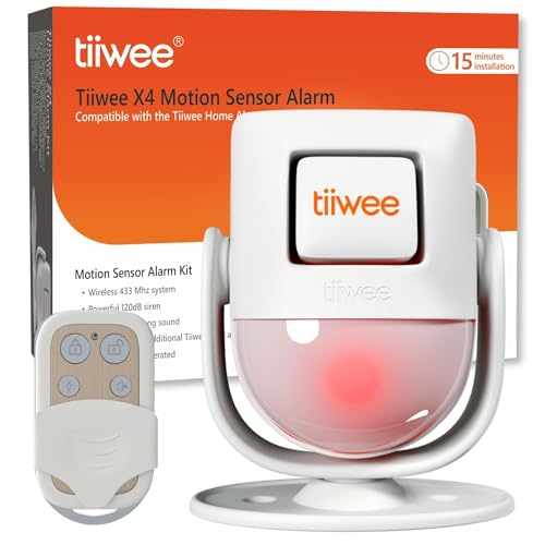 tiiwee X4 PIR Bewegungsmelder Alarm mit Fernbedienung - 120 dB - Erweiterbar - Alarmanlage Innen Sicherheitstechnik Einbruchschutz - 2 Jahre Garantie von tiiwee