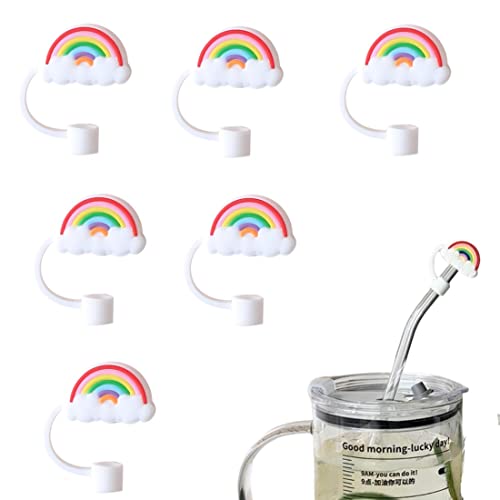 Strohhalmkappen, Regenbogen-Strohabdeckung, 6 Stück, Silikon-Trinkhalm-Spitzen, wiederverwendbare Trinkhalm-Spitzen (Regenbogen-Strohabdeckungen) von tikono