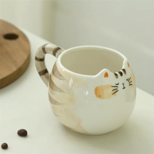 tiliuoe Niedliche Keramiktasse in Katzenform, Milchkaffeetasse, Wasserbecher von tiliuoe