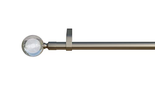 Gardinenstange Kugel glasklar 1, chrom-matt, 16mm Durchmesser, 220cm, inkl. Trägern von tilldekor