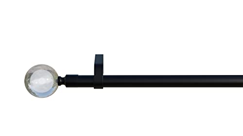 Gardinenstange Kugel glasklar 1, schwarz, 16mm Durchmesser, 140cm, inkl. Trägern von tilldekor