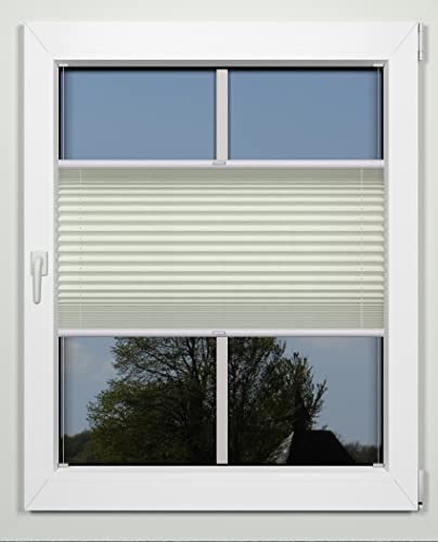 Plissee nach Maß Montage Glasleiste Blickdicht mit Spannschuh Sonnenschutzrollo (Beton, Breite 30-40 cm Höhe 40-100 cm) von tilldekor