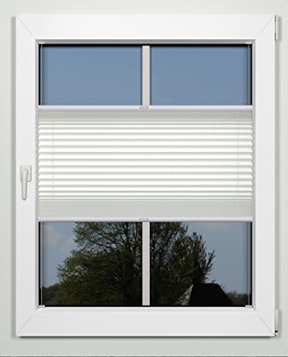 Plissee nach Maß Montage Glasleiste Blickdicht mit Spannschuh Sonnenschutzrollo (weiß, Breite 30-40 cm Höhe 101-150 cm) von tilldekor