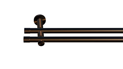 Tilldekor Gardinenstange HIGH-LINE ANDRAX, braun-antik, Ø 20 mm,2-Lauf, 160 cm, inkl. Trägern und Endstücken von tilldekor