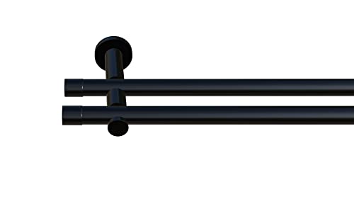 Tilldekor Gardinenstange HIGH-LINE ANDRAX, schwarz-glanz, Ø 20 mm,2-Lauf, 200 cm, inkl. Trägern und Endstücken von tilldekor