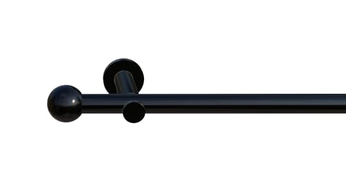 Tilldekor Gardinenstange HIGH-LINE FORMENTOR, schwarz-glanz, Ø 20 mm,1-Lauf, 120 cm, inkl. Trägern und Endstücken von tilldekor