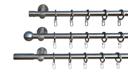 tilldekor Gardinenstange nach Maß, Andrax, 1-lauf, Edelstahl-Optik 20 mm Durchmesser, Wunschmaßlänge 230 cm inkl. Trägern,Endstücken, Ringen und Faltenlegehaken tilldekor Gardinenstange nach Maß, Andrax, 1-lauf, Edelstahl-Optik 20 mm Durchmesser, Wunschmaßlänge 230 cm inkl. Trägern,Endstücken, Ringen und Faltenlegehaken von tilldekor