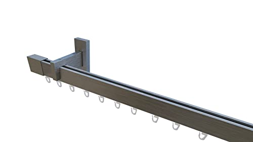 tilldekor Innenlaufsystem Gardinenstange auf Maß Inline, kantig, Aluminium, 160 cm, 1-Lauf, Edelstahl-gebürstet von tilldekor