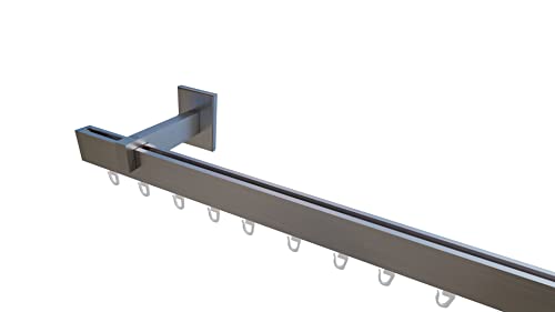 Innenlaufsystem Gardinenstange SQUARE-LINE kantig - aluminium - 240 cm 1-Lauf von tilldekor