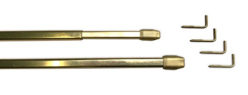 tilldekor Vitragestange, ausziehbare Gardinenstange, Messing-Glanz, 80-150 cm flach-oval, 2 Stück von tilldekor