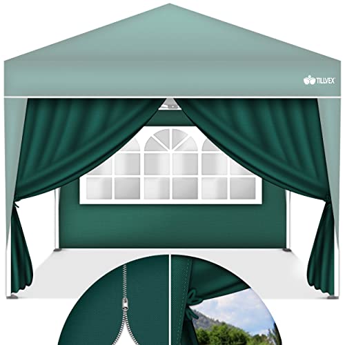 tillvex® 2X Seitenwand für Pavillon 3x3m | Faltpavillon Seitenteile wasserabweisend | Seitenfenster & Reißverschluss | Seitenwände für Gartenzelt Partyzelt von tillvex