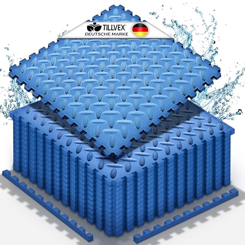 tillvex® Pool Bodenschutzmatte 24 Stück | Unterlegmatte für Pool & Planschbecken | Poolmatte Bodenmatte Outdoor | Poolunterlage Bodenschutz Matten wärmeisolierend | Whirlpool Bodenfolie weich von tillvex