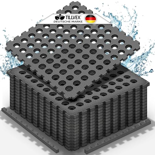 tillvex® Pool Bodenschutzmatte 4 Stück mit Löchern 51x51cm | Unterlegmatte Pool & Planschbecken | Poolmatte Bodenmatte Outdoor | Poolunterlage Bodenschutz Matten Whirlpool Fliesen wärmeisolierend von tillvex