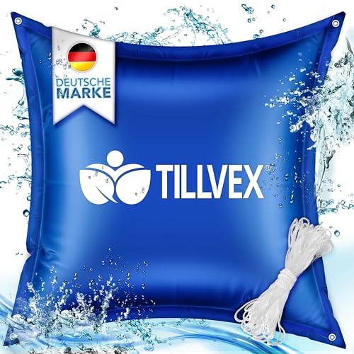 tillvex® Poolkissen Winter XXL | Luftkissen inkl. Reparaturkit | Winterkissen mit Sicherheitsventil | Poolpolster Pool Abdeckung Kissen Doppelnaht (120x120cm, Blau) von tillvex