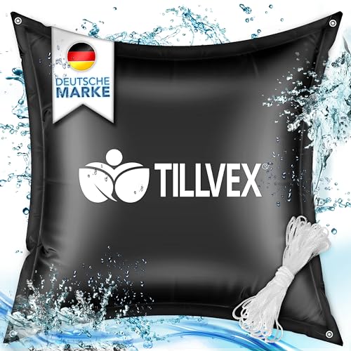 tillvex® Poolkissen Winter XXL | Luftkissen inkl. Reparaturkit | Winterkissen mit Sicherheitsventil | Poolpolster Pool Abdeckung Kissen Doppelnaht (120x120cm, Schwarz) von tillvex