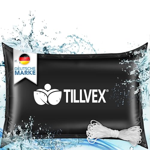 tillvex® Poolkissen Winter XXL | Luftkissen inkl. Reparaturkit | Winterkissen mit Sicherheitsventil | Poolpolster Pool Abdeckung Kissen Doppelnaht (200x240cm, Schwarz) von tillvex