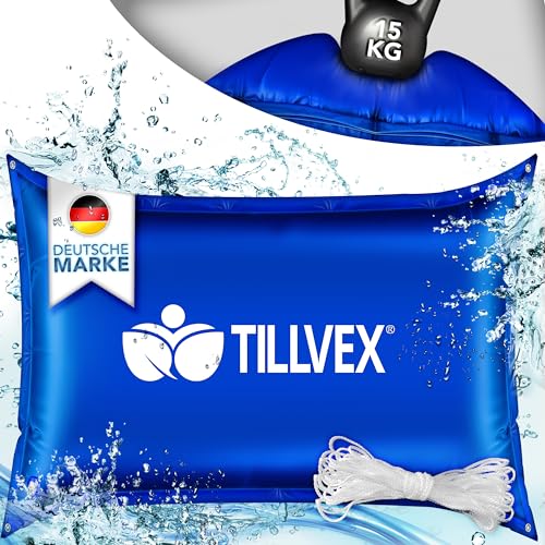 tillvex® Poolkissen Winter XXL | Luftkissen inkl. Reparaturkit | Winterkissen mit Sicherheitsventil | Poolpolster Pool Abdeckung Kissen Doppelnaht (200x240cm, Blau) von tillvex