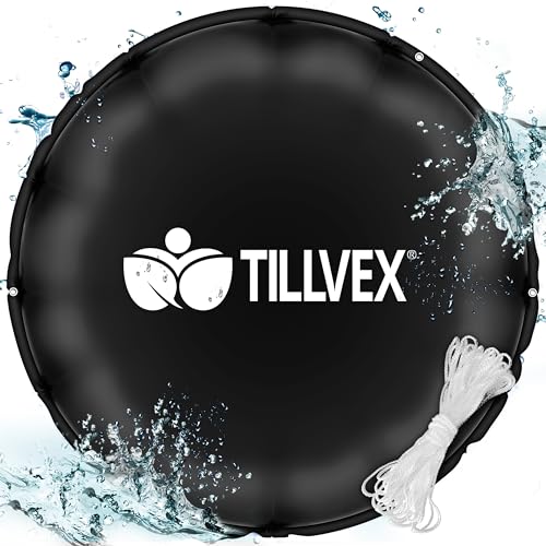 tillvex® Poolkissen Winter XXL | Luftkissen inkl. Reparaturkit | Winterkissen mit Sicherheitsventil | Poolpolster Pool Abdeckung Kissen Doppelnaht (400cm, Schwarz) von tillvex