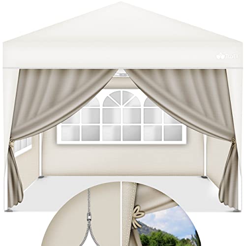 tillvex® Seitenwand für Pavillon 3x3m | Faltpavillon Seitenteile wasserabweisend | Seitenfenster & Reißverschluss | Seitenwände für Gartenzelt Partyzelt (Beige, 4X Seitenwand) von tillvex