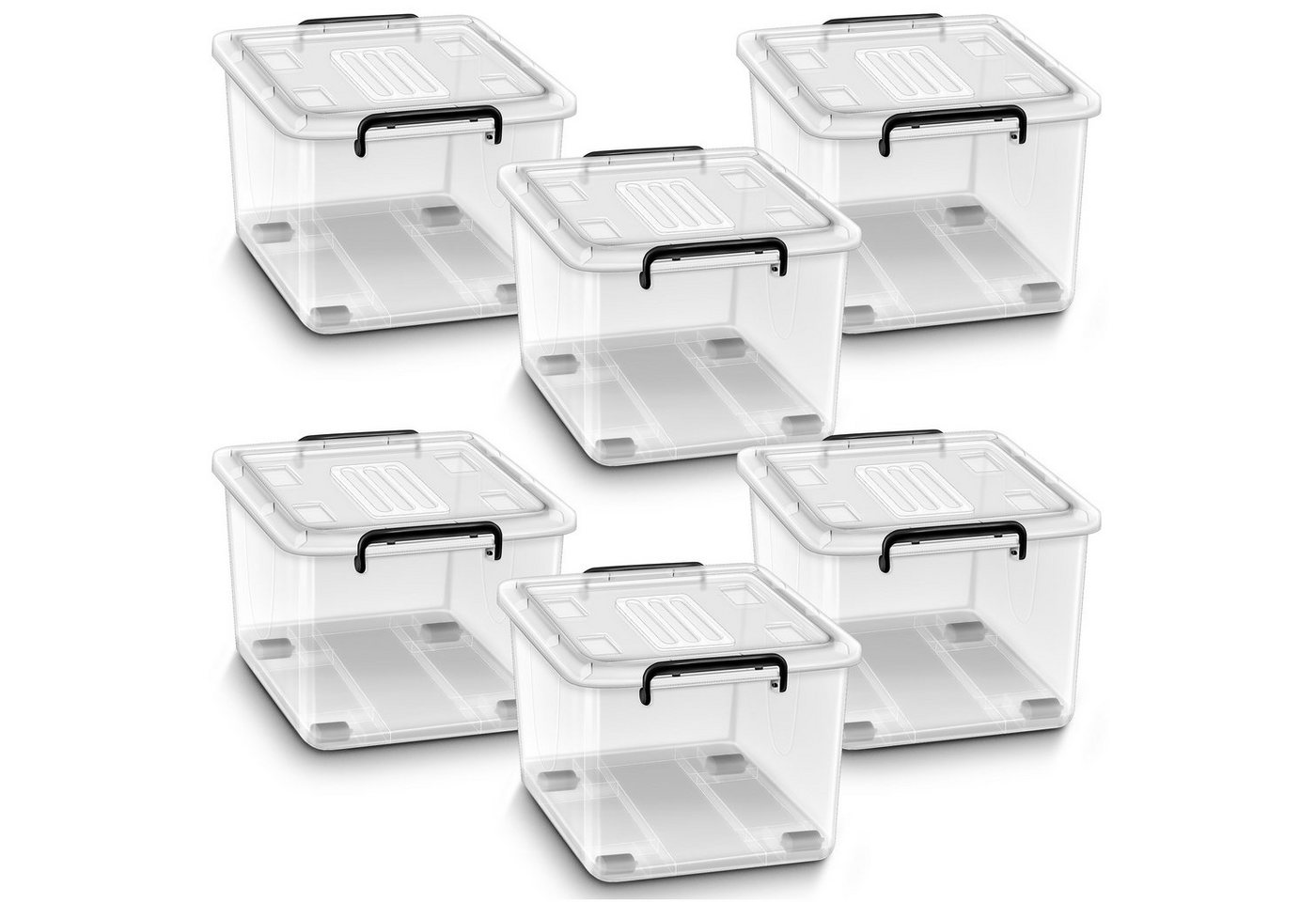 tillvex Aufbewahrungsbox mit Deckel lebensmittelecht Kunststoff Boxen Set stapelbar (Aufbewahrung Ordnungssystem Box groß Aufbewahrungsbox, 4 St., Kleiderboxen transparent 100% Neumaterial) von tillvex