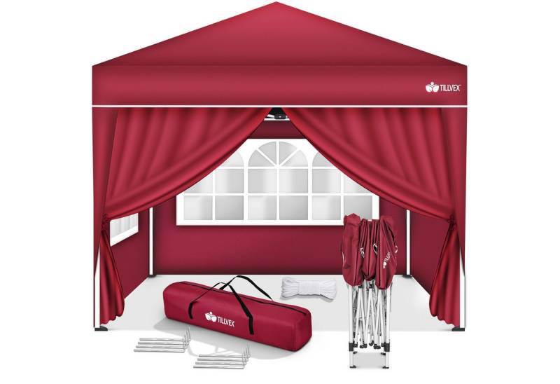 tillvex Faltpavillon tillvex® Pavillon 3x3m Wasserdicht Gartenzelt Faltpavillon Partyzelt, (3x3m wasserdicht, Pop-Up Faltpavillon höhenverstellbar), Einfacher Aufbau in Minuten von tillvex