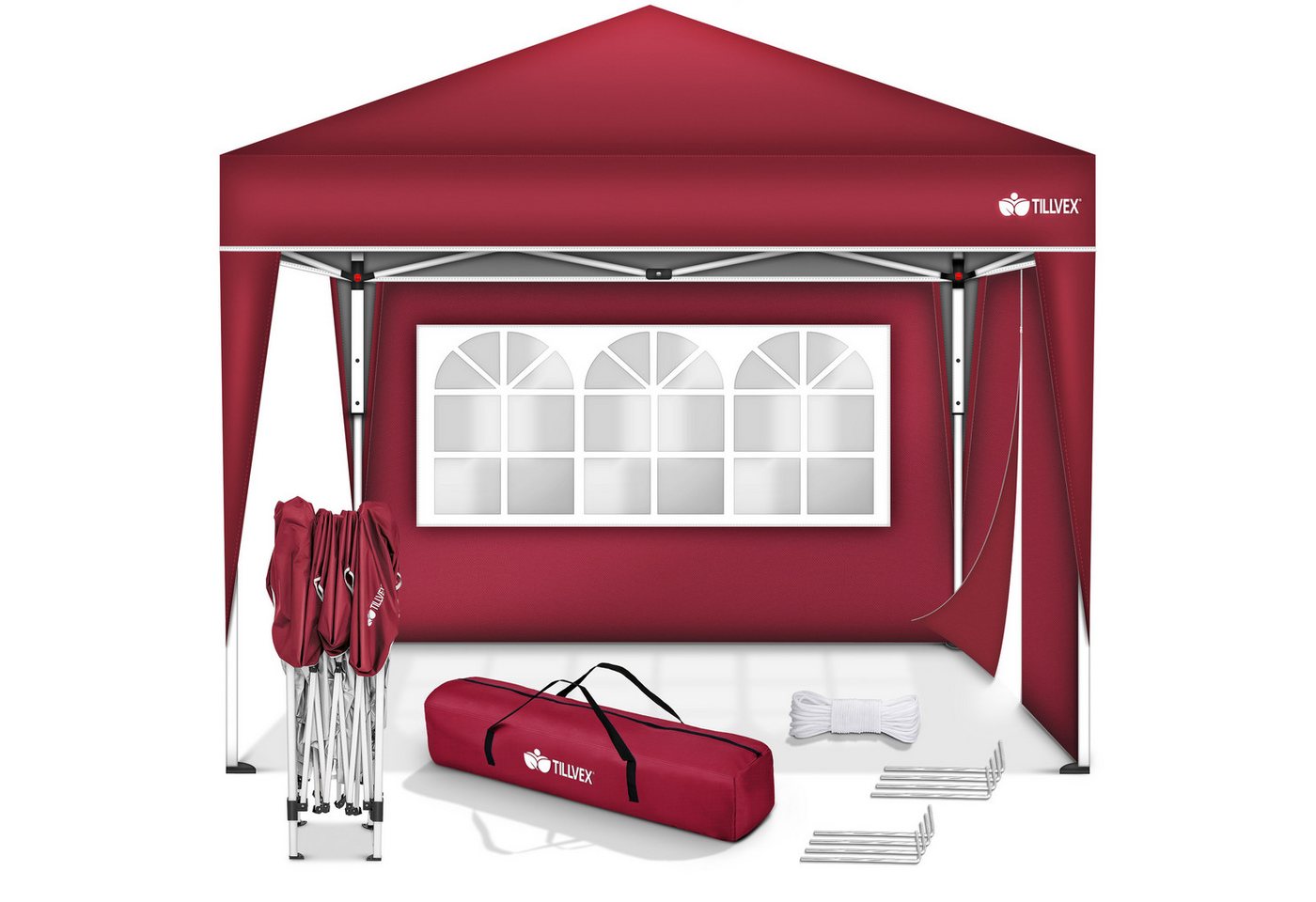 tillvex Faltpavillon tillvex® Pavillon 3x3m Wasserdicht Gartenzelt Faltpavillon Partyzelt, (3x3m wasserdicht, Pop-Up Faltpavillon höhenverstellbar), Einfacher Aufbau in Minuten von tillvex