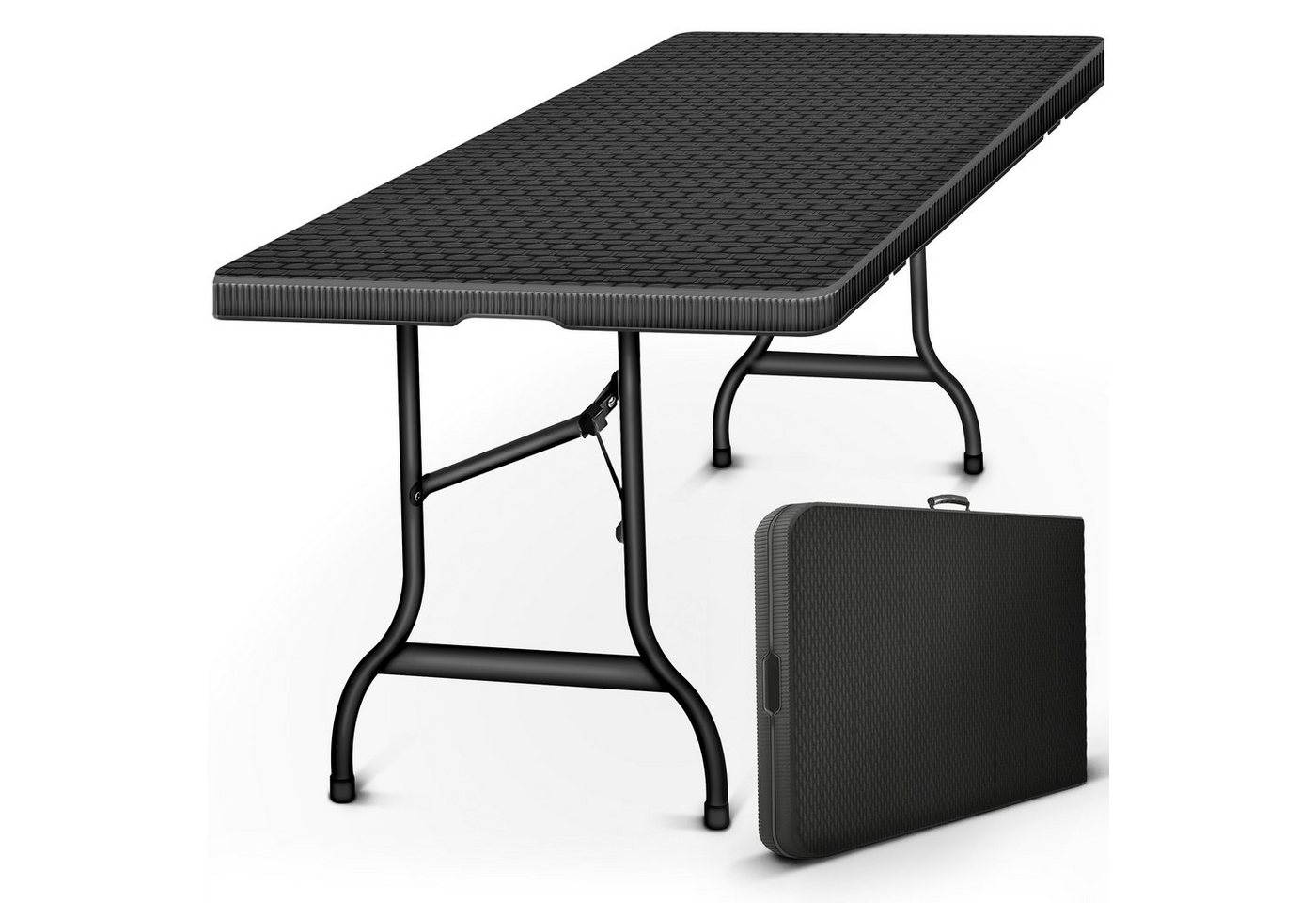 tillvex Gartentisch Buffettisch klappbar Rattan 180x75cm, Klapptisch (Gartentisch), Campingtisch von tillvex