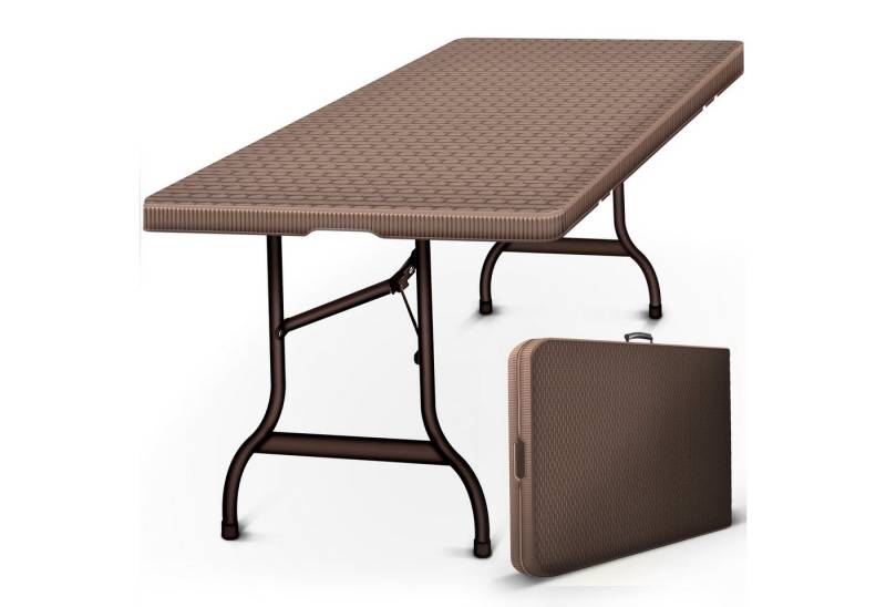 tillvex Gartentisch tillvex® Klapptisch Gartentisch Rattan Braun Buffettisch Campingtisch (Gartentisch), Personen von tillvex