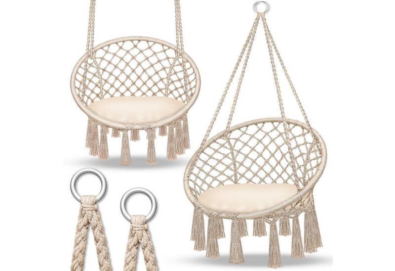 tillvex Hängesessel tillvex® Hängesessel Hängestuhl Hängeschaukel Hängekorb Hängesitz (Set), Kissen von tillvex