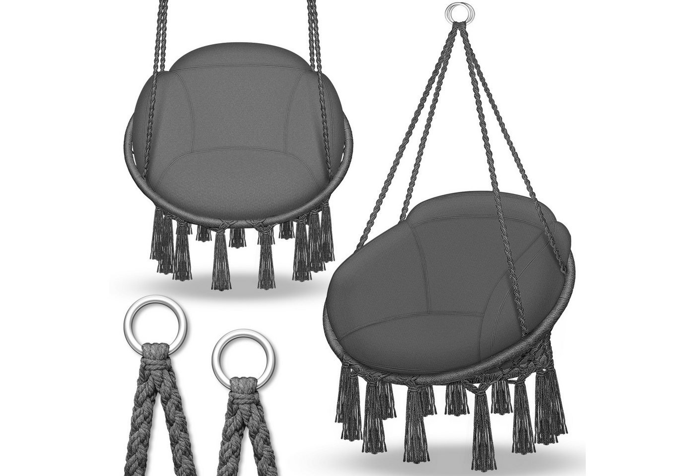tillvex Hängesessel tillvex® Hängesessel Hängestuhl Hängeschaukel Hängekorb Hängesitz (Set), Kissen von tillvex