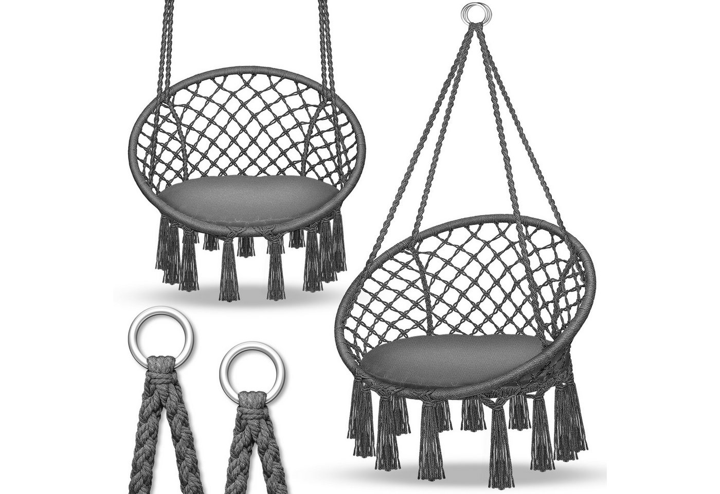 tillvex Hängesessel tillvex® Hängesessel Hängestuhl Hängeschaukel Hängekorb Hängesitz (Set), Kissen von tillvex