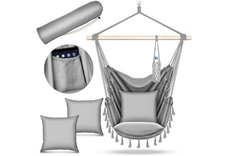 tillvex Hängesessel tillvex® Hängesessel mit 2 Kissen Hängestuhl Hängeschaukel Hängekorb, Kinder von tillvex
