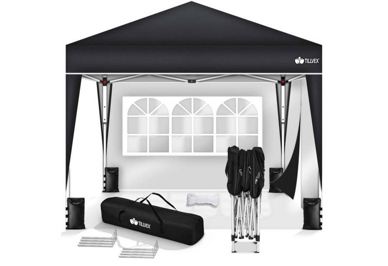 tillvex Partyzelt tillvex® Pavillon 3x3m Wasserdicht Gartenzelt Faltpavillon Partyzelt, (3x3m wasserdicht, Pop-Up Faltpavillon höhenverstellbar), Einfacher Aufbau in Minuten von tillvex
