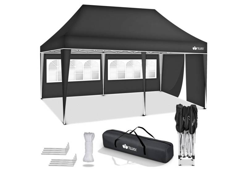 tillvex Partyzelt tillvex® Pavillon 3x6m Wasserdicht Gartenzelt Faltpavillon Partyzelt, (Pavillon 3x6m wasserdicht), Partyzelt mit Tasche für Garten von tillvex