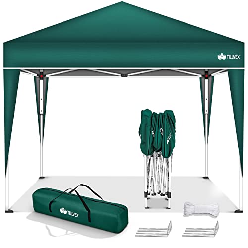 tillvex Pavillon 3x3m wasserdicht | Pop-Up Faltpavillon höhenverstellbar | Gartenzelt UV Schutz 50+ | Partyzelt mit Tasche für Garten (Grün) von tillvex