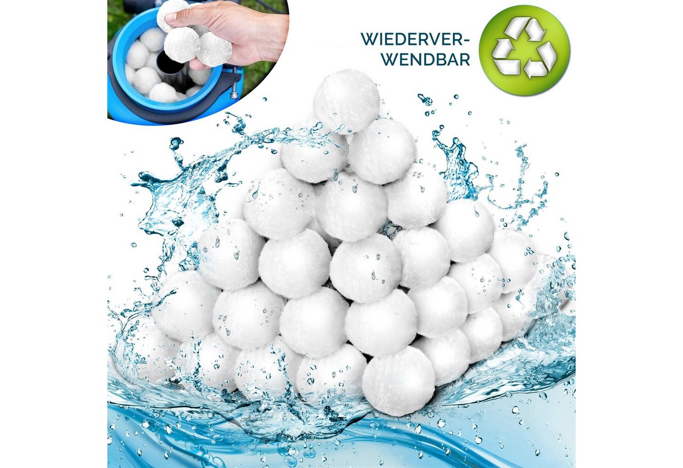 tillvex Filterbälle tillvex® 700g Pool Filterbälle langlebige Filter Balls für glasklares, für alle gängigen Filtersysteme im Pool- und Spa-Bereich (ersetzt: Sandfilter, Quarzfilter), Filterbälle für Sandfilteranlage von tillvex