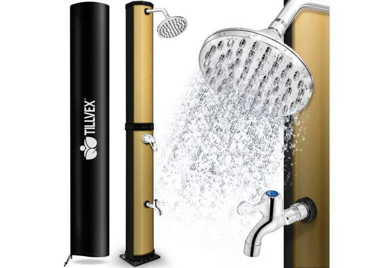 tillvex Solardusche Solar Gartendusche 35 Liter inklusive Schutzhaube, warmes Wasser, Pooldusche Camping ohne Strom von tillvex