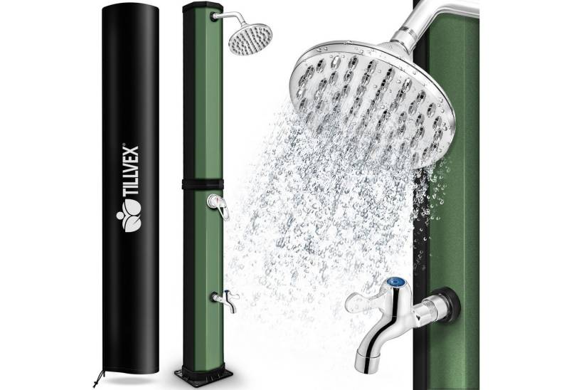 tillvex Solardusche Solar Gartendusche 35 Liter inklusive Schutzhaube, warmes Wasser, Pooldusche Camping ohne Strom von tillvex
