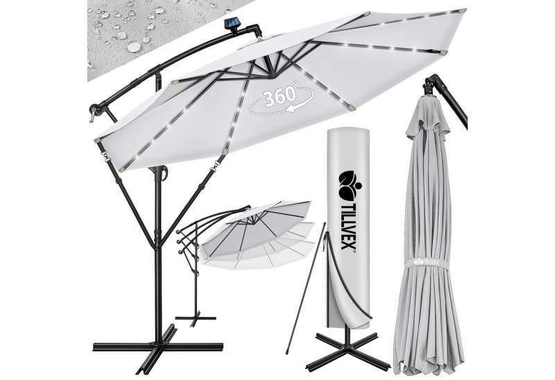 tillvex Sonnenschirm tillvex® Sonnenschirm LED Solar Ø 3m Ampelschirm Balkon Gartenschirm, Alu Ampelschirm + Abdeckung LED Solar Ø 350 cm mit Kurbel, Abdeckung + Ständer, Kurbelschirm Marktschirm wasserdicht 360° drehbar tillvex Sonnenschirm tillvex® Sonnenschirm LED Solar Ø 3m Ampelschirm Balkon Gartenschirm, Alu Ampelschirm + Abdeckung LED Solar Ø 350 cm mit Kurbel, Abdeckung + Ständer, Kurbelschirm Marktschirm wasserdicht 360° drehbar von tillvex