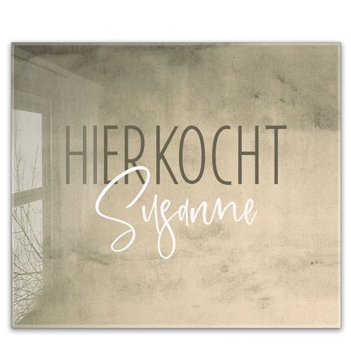 ®timalo Herdabdeckplatte personalisiert mit Namen | 60 x 52 cm Braune Wand | einteilig | 4mm ESG-Glas Ceranfeldabdeckung, Glasplatte, Schneidebrett, Abdeckplatte von timalo