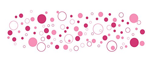 100 Bunte Kreise Fahrradaufkleber, Autoaufkleber - zweifarbig, pink rosa selbstklebend in Wunschfarben - Punkte, Dots, Sticker Aufkleber fürs Auto und Fahrrad von timalo