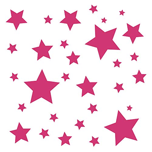 30 Stück pinke Sterne Aufkleber, Fensterdekoration zu Weihnachten Fensterbild/Fensteraufkleber, Wandtattoo von timalo