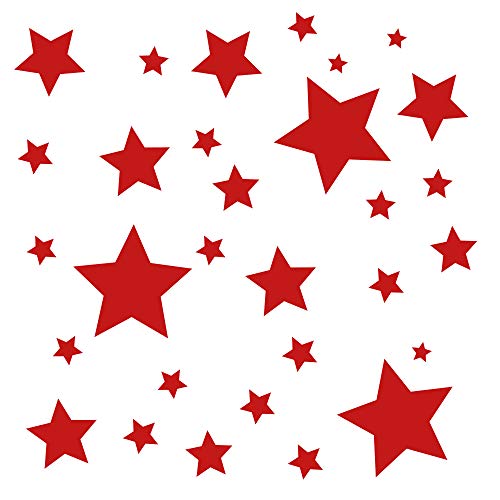 30 Stück rote Sterne Aufkleber, Fensterdekoration zu Weihnachten Fensterbild/Fensteraufkleber, Wandtattoo von timalo