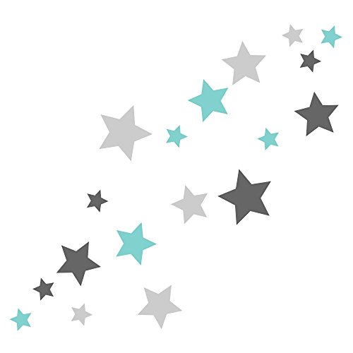30 Stück selbstklebende Sterne Aufkleber, Mix-Set mint, grau, Fensterbild/Fensteraufkleber, Wandtattoo, In- und Outdoor 62s1 von timalo
