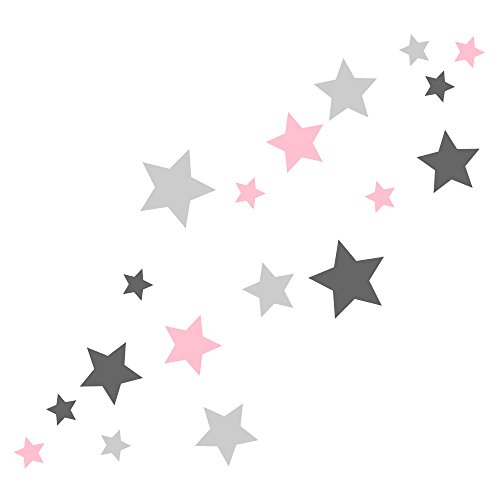 30 Stück selbstklebende Sterne Aufkleber, Mix-Set pastellrosa matt, grau, Fensterbild/Fensteraufkleber, Wandtattoo 62s1 von timalo