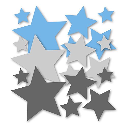 30 selbstklebende Sterne Aufkleber Wandtattoo, Fahrradaufkleber, Autoaufkleber, blau grau Fensterbild/Fensteraufkleber In- und Outdoor 62s1 von timalo