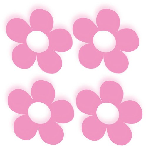 4 Stück Fahrradaufkleber, Autoaufkleber Blumen Shiny Flowers hell rosa, Aufkleber Sticker Autotattoo Outdoor Tribal, Wandtattoo & Fensterbild von timalo
